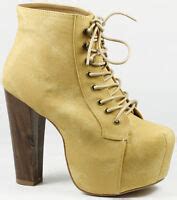 Hazel British Tan Faux Suede Lace Up High Heel Ankle Bootie Scala EBay