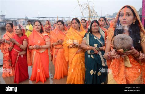 Hindu Devotees Offer Prayers During The Chhath Puja Festival On The