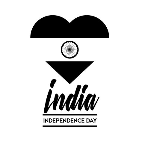 India Independence Day Celebration With Flag In Heart Silhouette Style