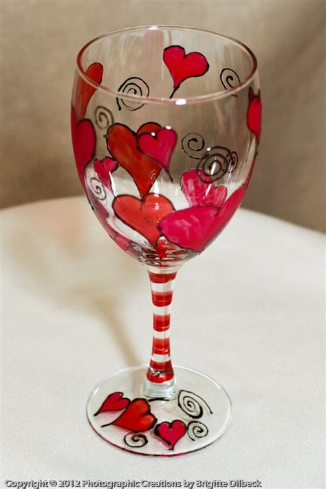 Hand Painted Heart Wine Glasses Sold In Pairs By Pritzdesigns