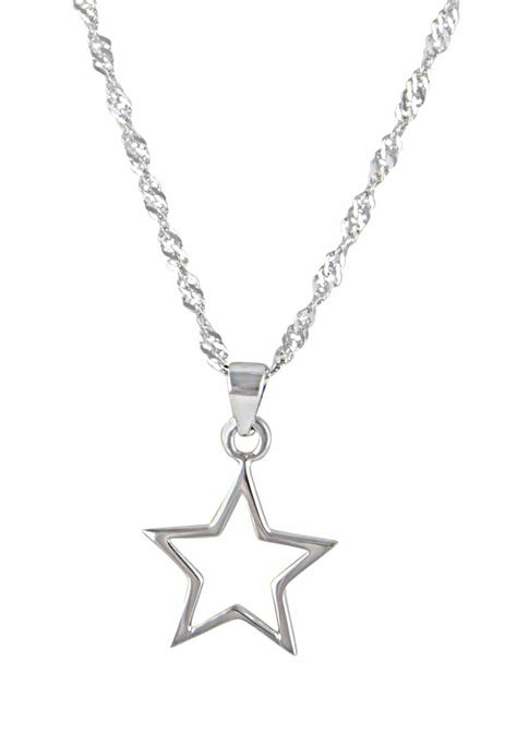Rhodium Plated Silver Star Pendant Necklace Star Pendant Necklace