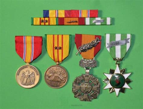 Marine Corps Vietnam 4 Medals Mounted 5 Ribbon Bar Usmc 2