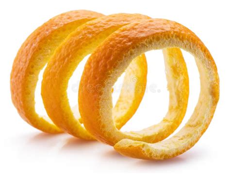 Orange Peel Or Orange Twist On White Background Close Up Stock Image