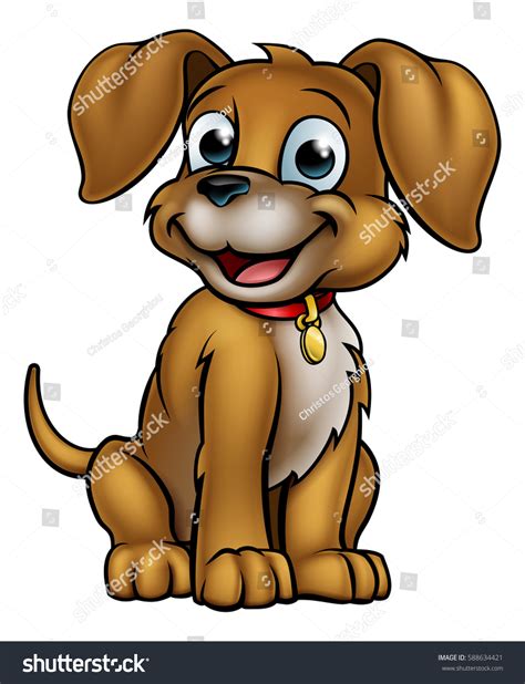 Cute Cartoon Dog Mascot Character Stockvektor Royaltyfri 588634421
