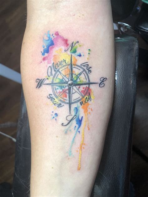 Watercolor Compass Tattoo From Yesterday Forearm Tattoos Watercolor