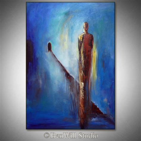 Original Contemporary Abstract Blue Painting Figurative Art On