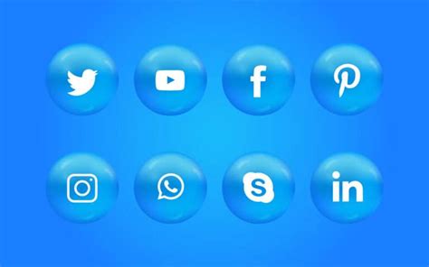 Glossy Social Media Icons Set Pikvector