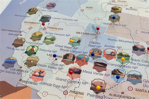 Usa National Parks Map For Push Pins Map With List Of Park Poster Vrogue