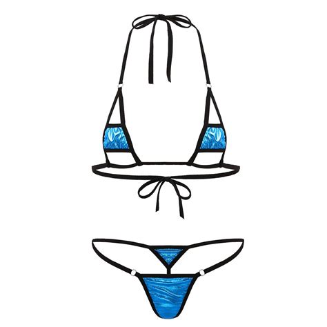 Buy Tiaobug Women Shiny Micro String Bikini Swimsuit Lingerie G String Underwear Online At