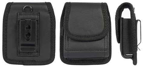 Black Vegan Leather Case Pouch Belt Loop Clip For Samsung Galaxy Z Flip