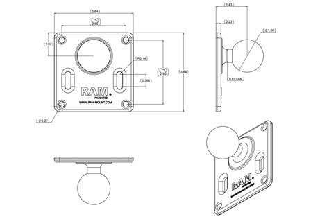 Ram Mount 15 C Size Ball With 75 X 75mm Vesa Plate