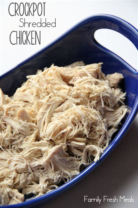 These easy chicken recipes can be prepped ahead in your slow cooker so dinner will be ready when you are! Easy Crockpot Shredded Chicken - Family Fresh Meals
