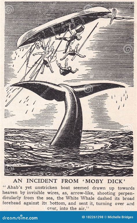 Jahrgang Illustratin Eines Vorfalls Von Moby Dick Ahab Und Vom Wal Redaktionelles Stockfoto