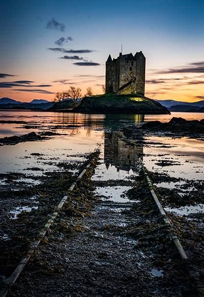 Loch Laich Sunset Tracks To Castle Stalker Scotland Scottish