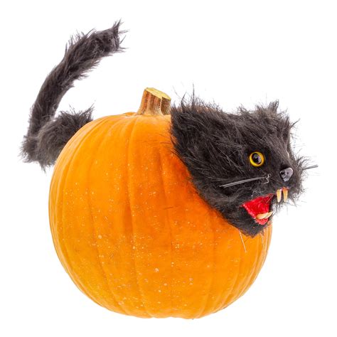 Halloween Haunters Black Cat Pumpkin Push In Prop Decoration Scary