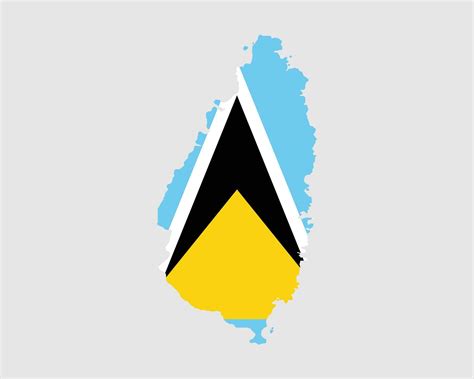 Saint Lucia Flag Map Map Of St Lucia With The Saint Lucian Country Banner Vector Illustration