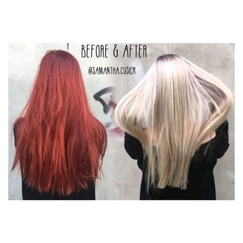 How often should i shampoo my hair after receiving a color service? Colour Change! Red to blonde hair • OLAPLEX • Color change ...