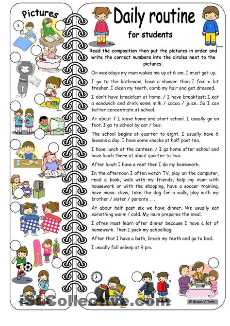 Daily Routine In Inglese Scuola Primaria - Daily routines for students * elementary * with key | Rutinas en ingles