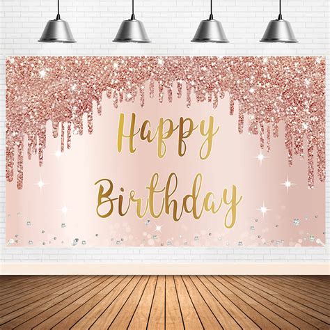Buy Rose Gold Happy Birthday Banner Backdrop Decorations For Girls