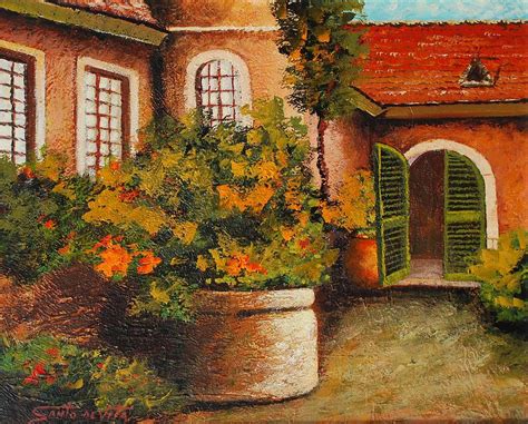 Spanish Courtyard Painting By Santo De Vita Fine Art America