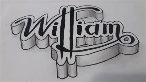 3d Name Drawing On Paper Writing Art For Beginners William Youtube