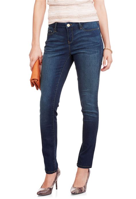 Womens Mid Rise Skinny Jeans With Super Stretch