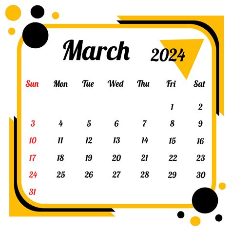 March 2024 Calendar 29346427 Vector Art At Vecteezy