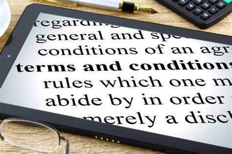 Terms And Conditions Tablet Dictionary Image