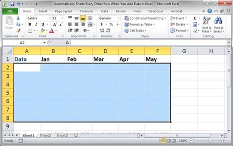 Automatically Shade Every Other Row When You Add Data In Excel