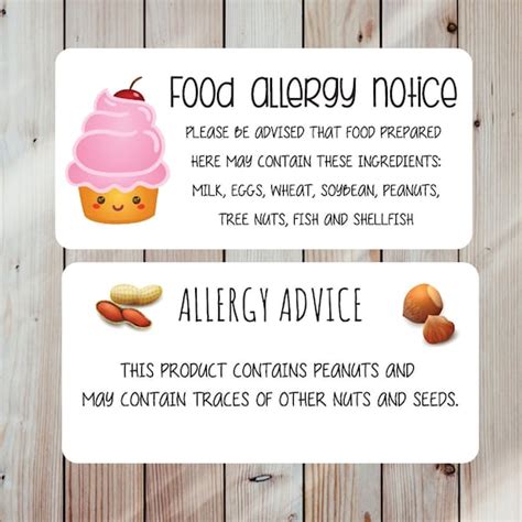 100 X Food Allergy Labels Food Warning Labels Food Allergen Stickers