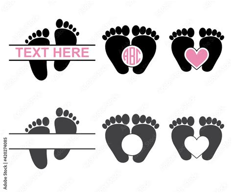 Stockvektorbilden Baby Feet Monogram Baby Feet Split Monogram Baby