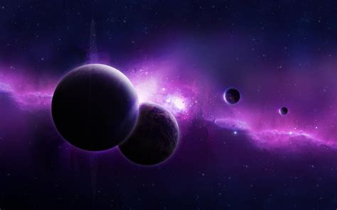 Space Art Space Moon Galaxy Planet Stars Purple