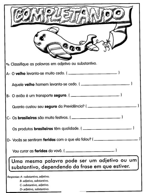 Atividade De Adjetivo 3 Ano