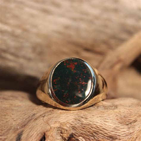 Vintage 10k Gold Mens Signet Ring 63 Grams Mens Gold Bloodstone Ring