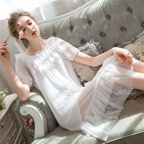 Summer Women Long Lace Palace Vintage Nightdress Royal Victorian Modal Nightgown Princess
