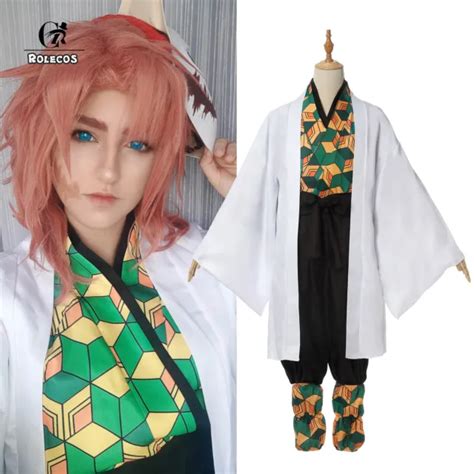 For Demon Slayer Kimetsu No Yaiba Sabito Cosplay Costume Long Robes Kimono Suit Picclick