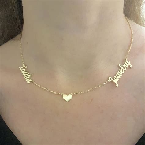 925k Sterling Silver Two Name Necklace With Heart