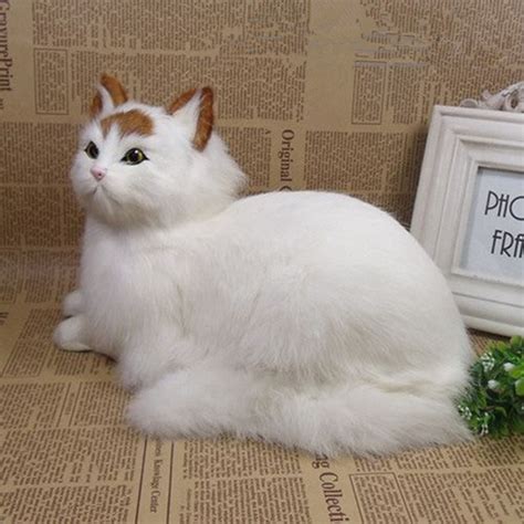 Dorimytrader Vivid Animal Cat Plush Toy Realistic Lying Animals Cats