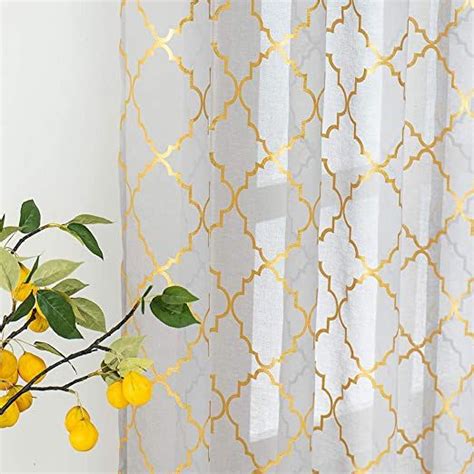 Kotile Moroccan Trellis Curtains For Bedroom Grey Sheer Grommet