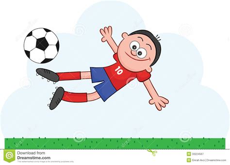 Cartoon Soccer Player Flying To Kick Stock Vector Image