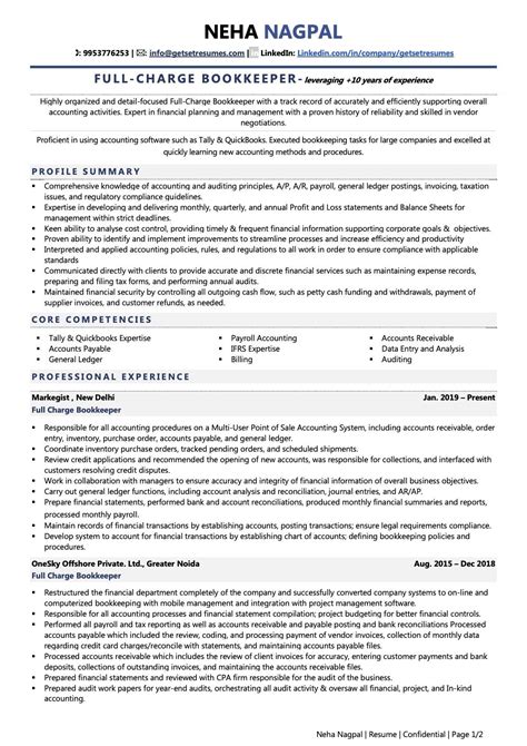Bookkeeper Resume Examples And Template With Job Winning Tips
