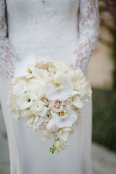 Bridal Bouquet With White Orchids Blooms