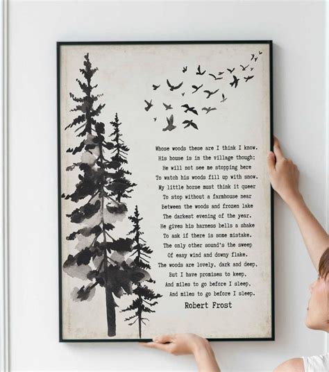 Stopping By Woods On A Snowy Evening Robert Frost Poem Print Etsy In