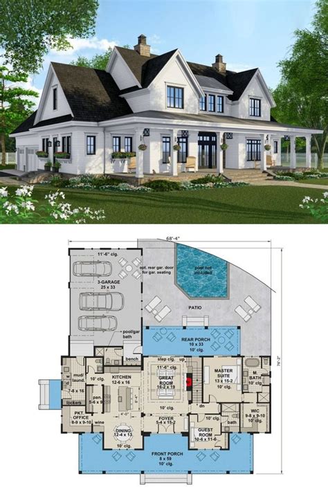 Two Story 6 Bedroom Modern Farmhouse With A Loft Floor Plan In 2022