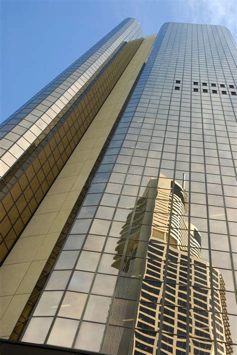 Modern Glass Skyscraper Tall Building Reflection Blue Sky Vertical