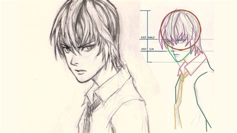 Make sure that they are big! How to draw face Light Yagami from Death Note - YouTube