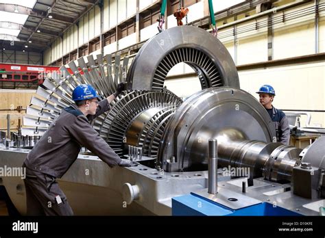 Oberhausen Germany Industrial Mechanic Working On A Steam Turbine