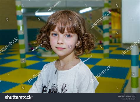 Portrait Beautiful Little Girl Curly Hair Stock Photo 2090523574