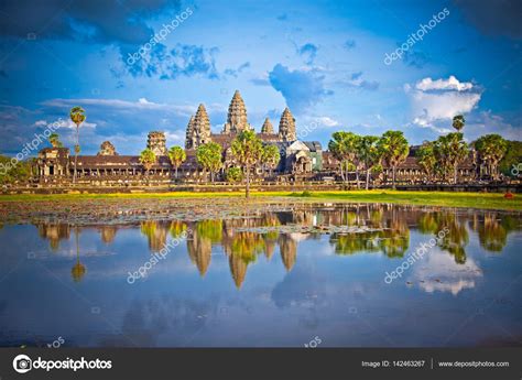 The temple complex is the crown jewel of the ancient khmer empire, a symbol of. Famous Angkor Wat Temple Complex Sunset Siem Reap Cambodia ...
