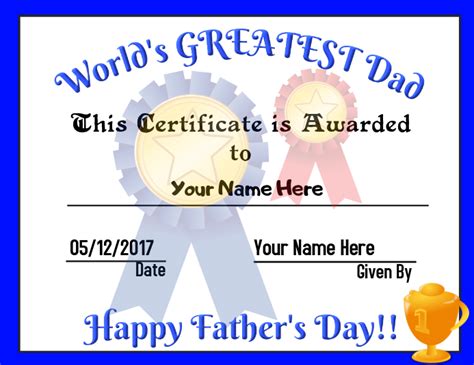 Fathers Day Certificate Template